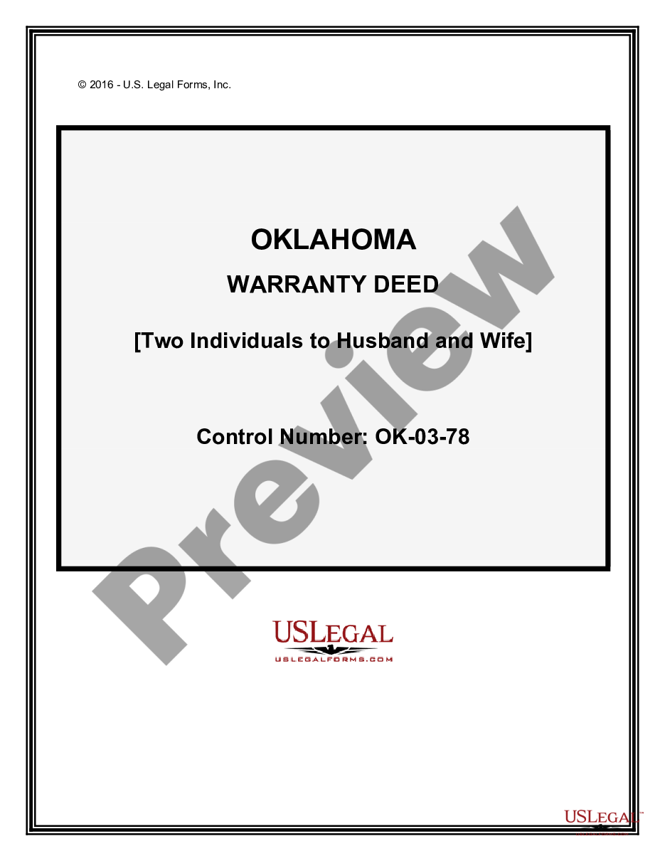 Oklahoma Warranty Deed From Two Individuals To Husband And Wife Us Legal Forms 5068