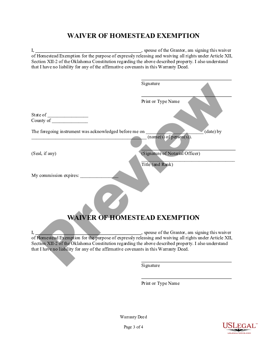 Oklahoma Warranty Deed From Two Individuals To Husband And Wife Us Legal Forms 7720