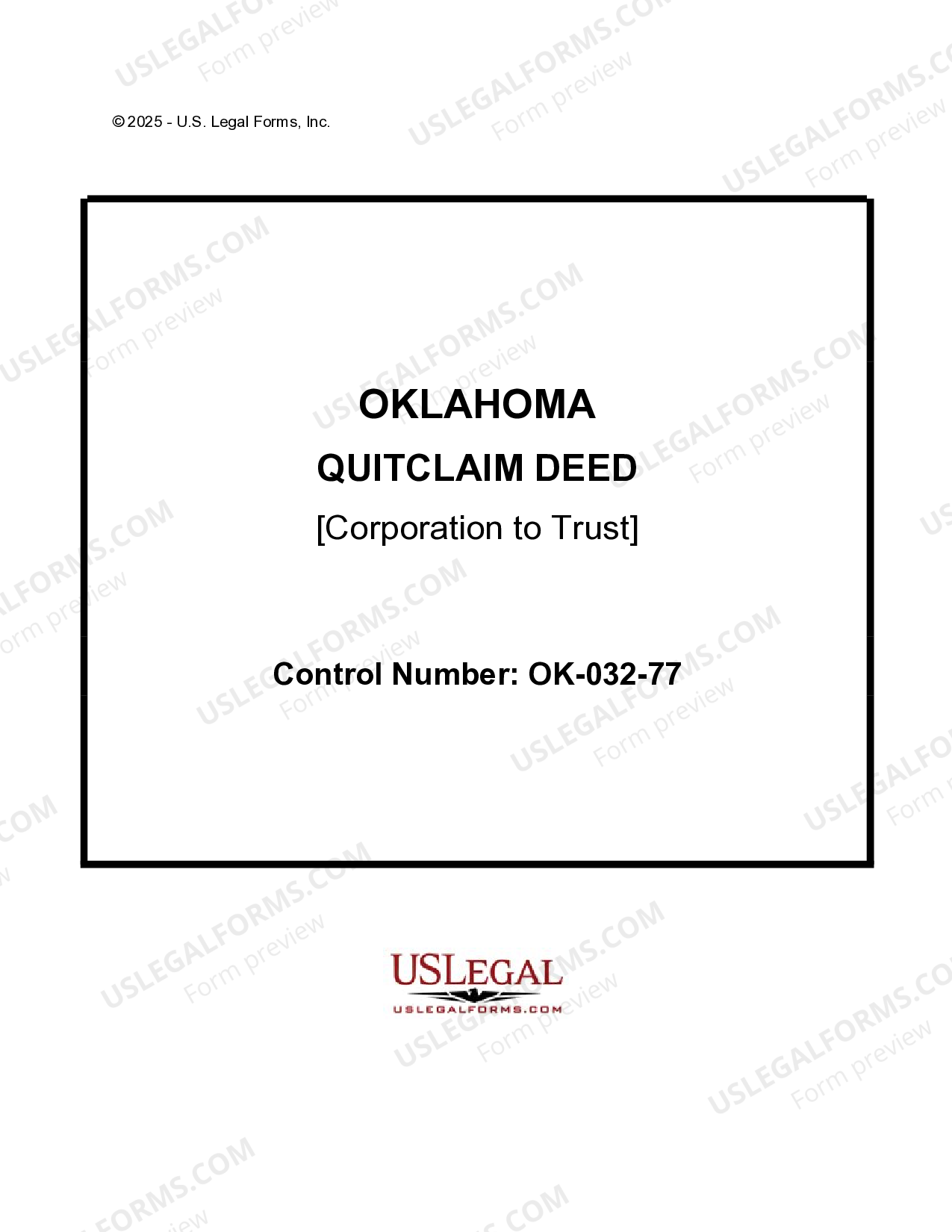 Oklahoma Quitclaim Deed from a Corporation to a Trust | US Legal Forms