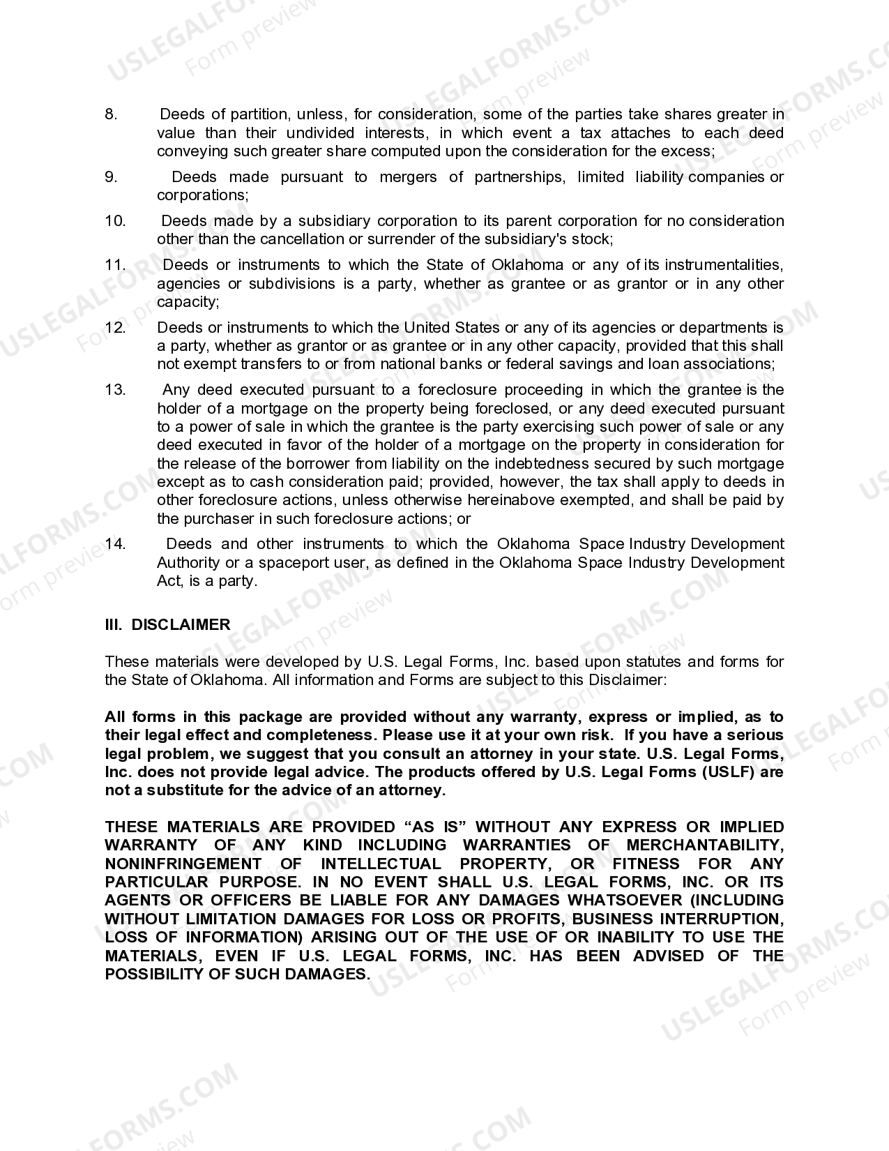 Oklahoma Correction Mineral Deed - Mineral Deed | US Legal Forms