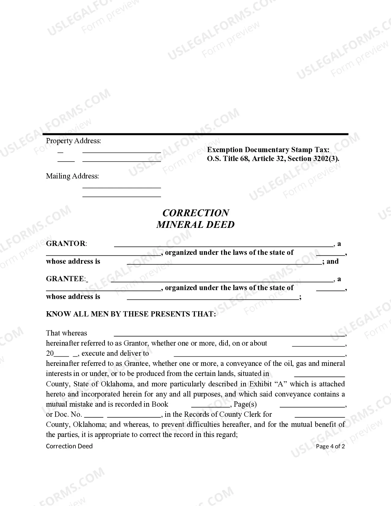 Preview Correction Mineral Deed