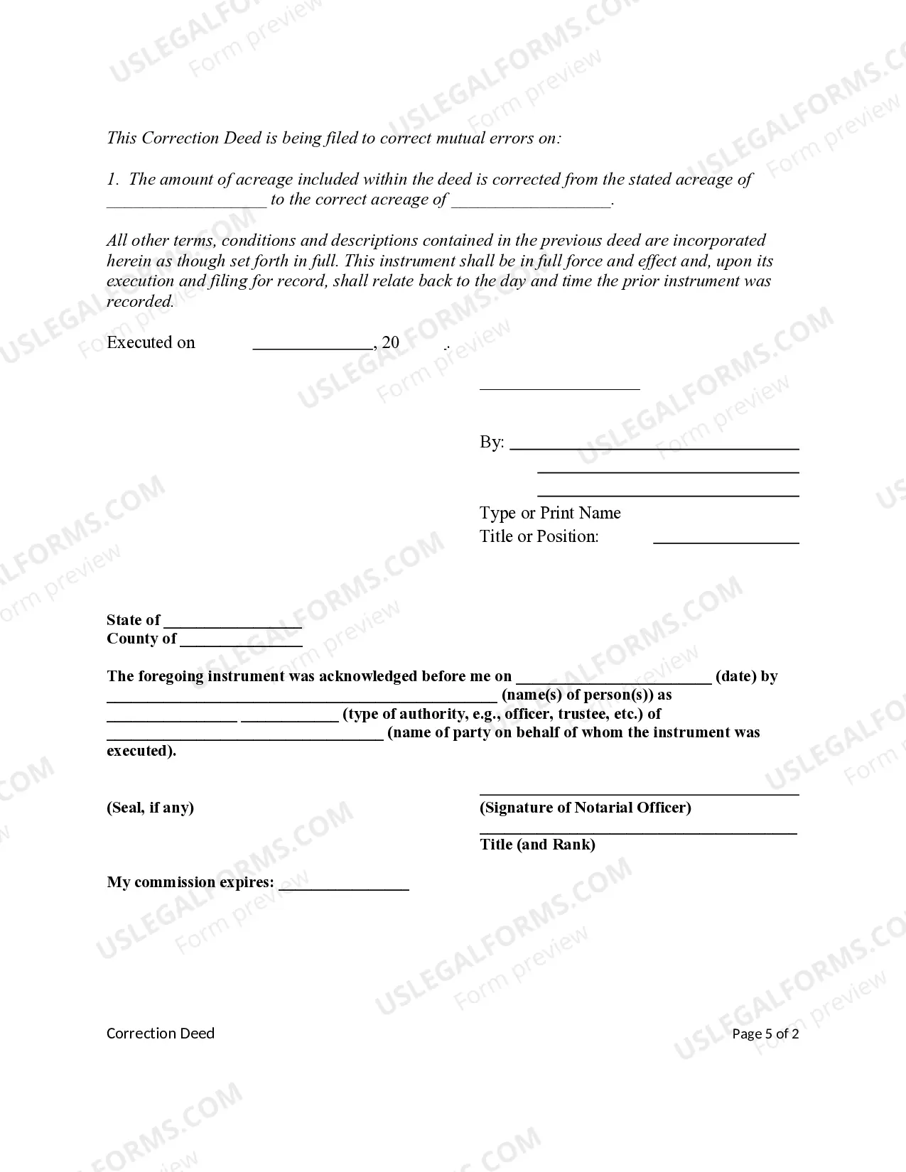 Preview Correction Mineral Deed