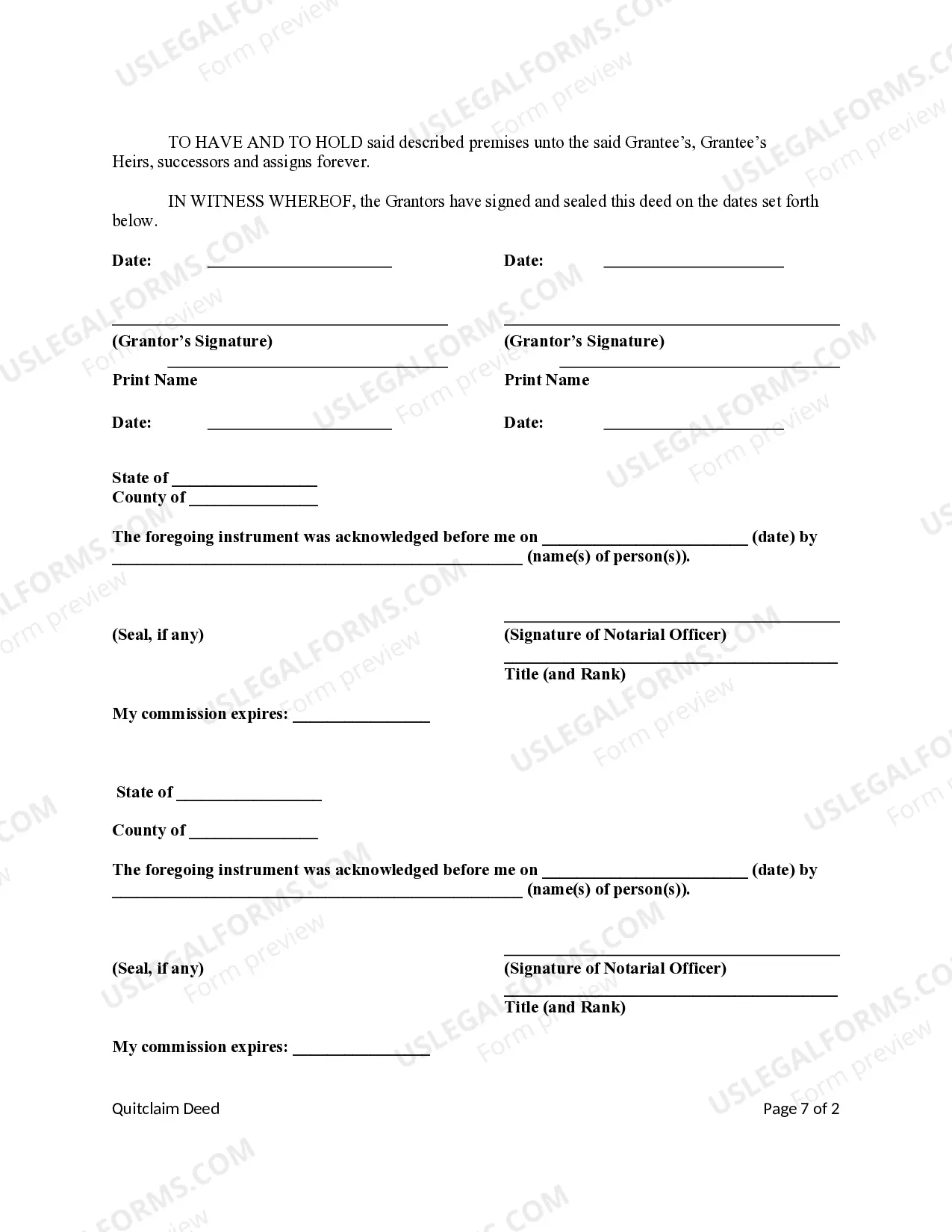 Preview Quitclaim Deed from Husband and Wife/ Two Individuals to Husband and Wife / Two Individuals