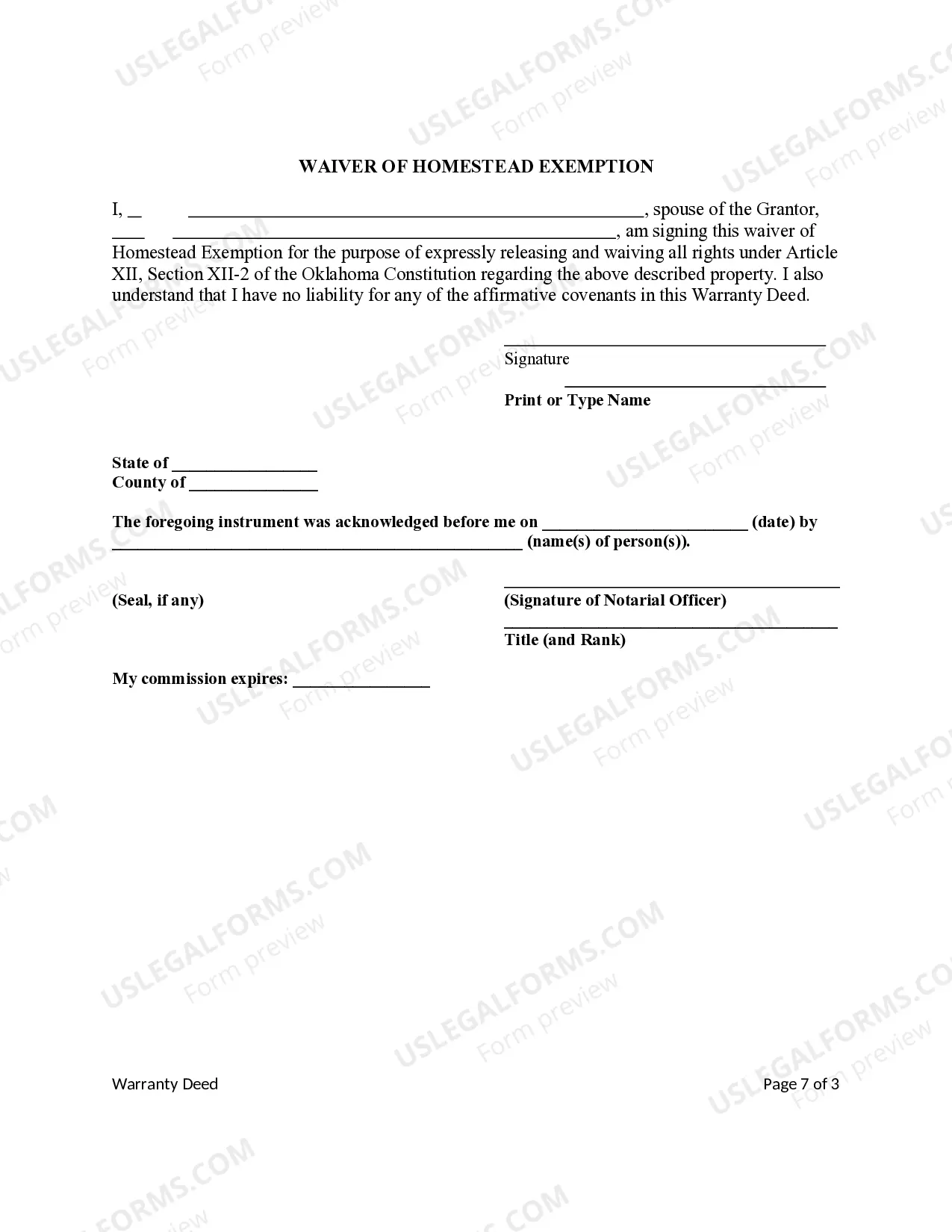 Preview Special Warranty Deed transferring Royalty Interest from an Individual to a Trust.