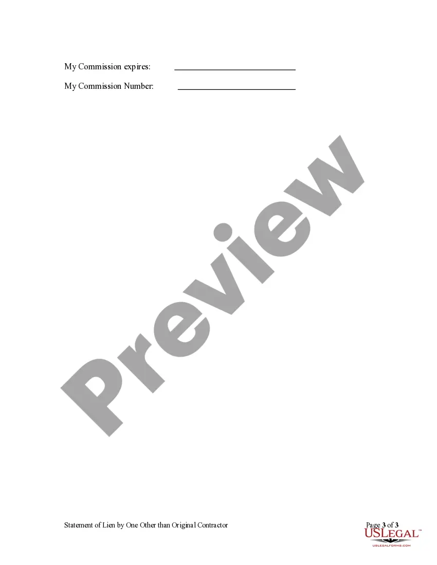 Get Statement of Lien - Subcontractor and Other by Corporation Preview Statement of Lien - Subcontractor and Other by Corporation