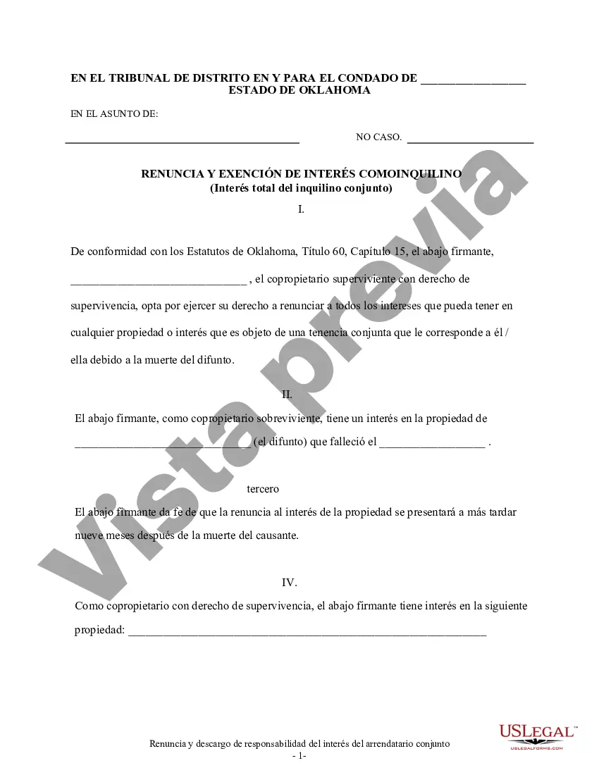 Preview Renuncia y renuncia de tenencia conjunta o interés de tenencia