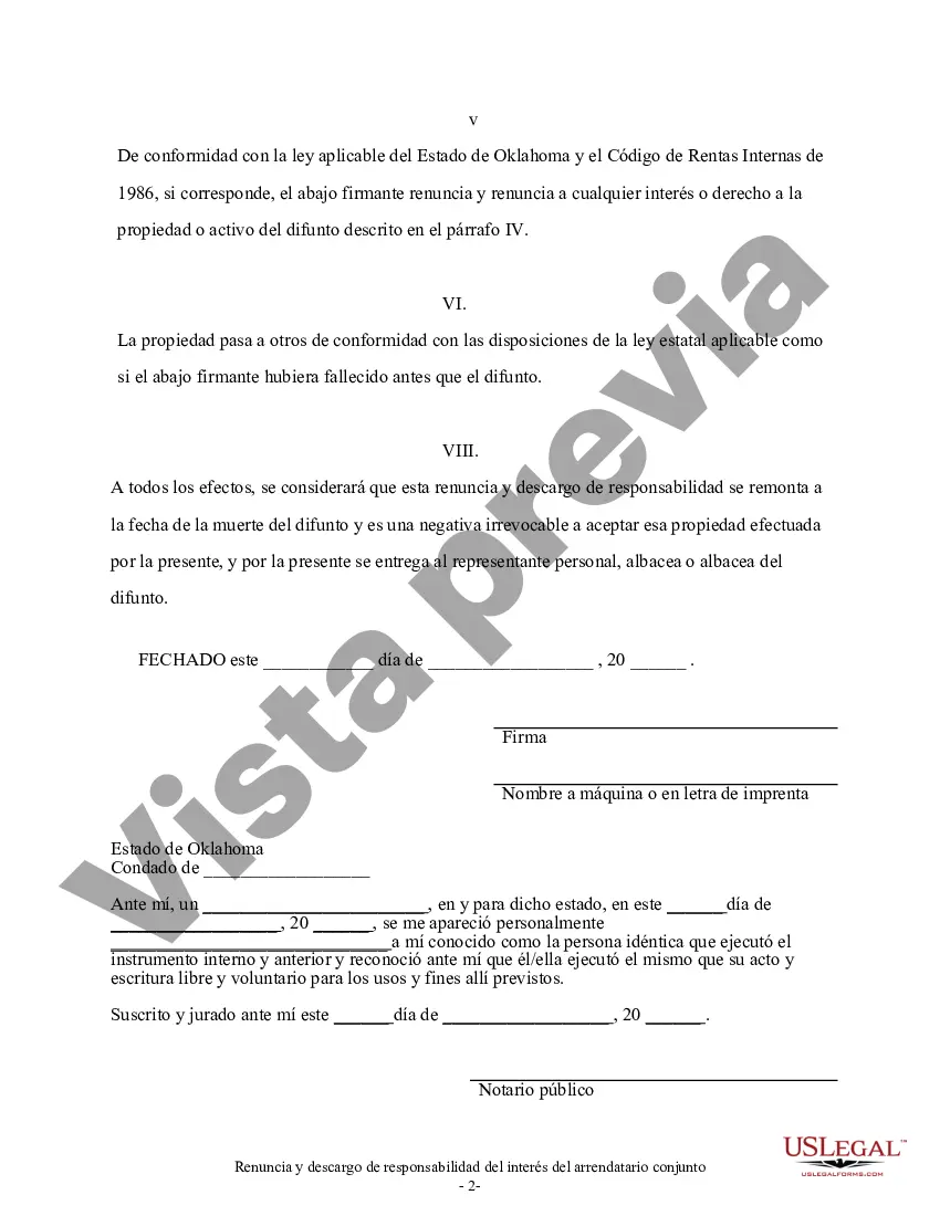 Preview Renuncia y renuncia de tenencia conjunta o interés de tenencia