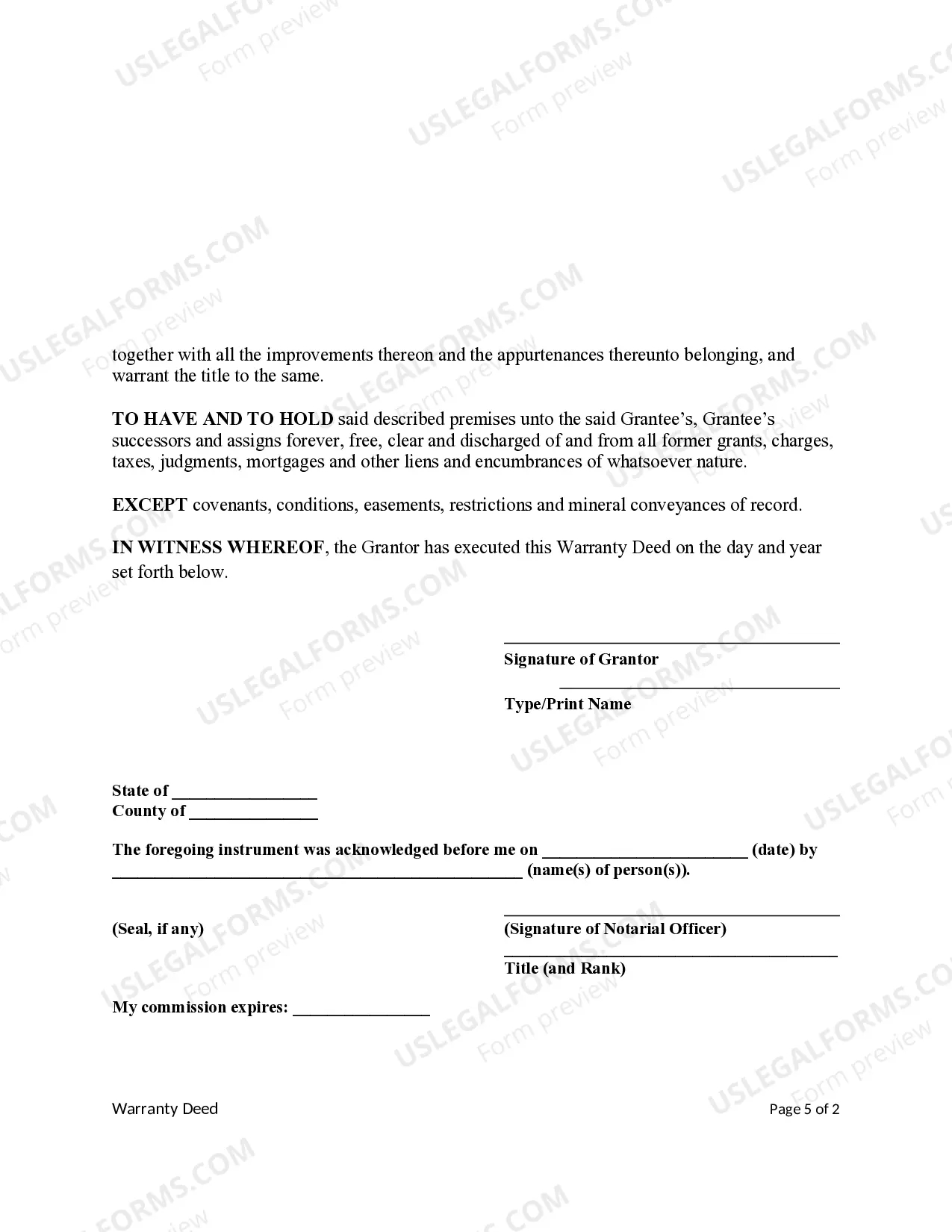 Preview Warranty Deed from Individual to Two Individuals
