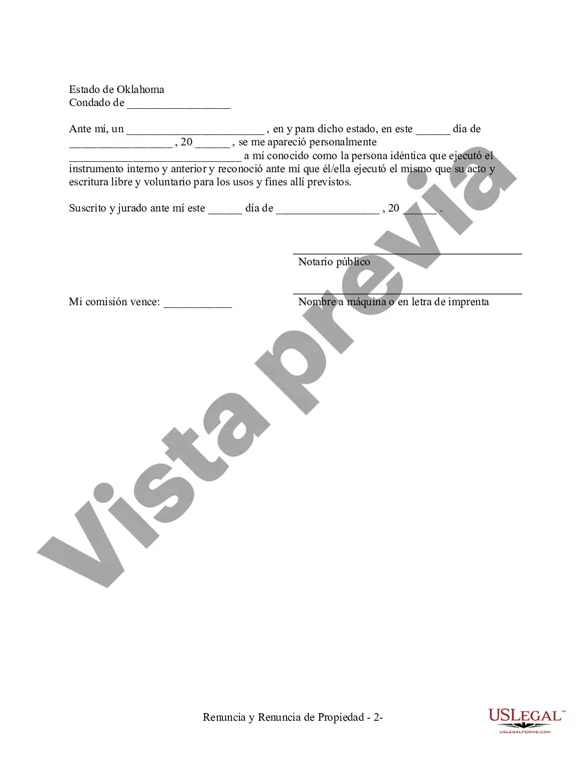 Preview Renuncia y descargo de responsabilidad de los intereses sobre bienes inmuebles