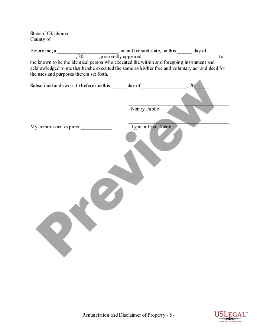 Preview Renunciation And Disclaimer of Real Property Interest