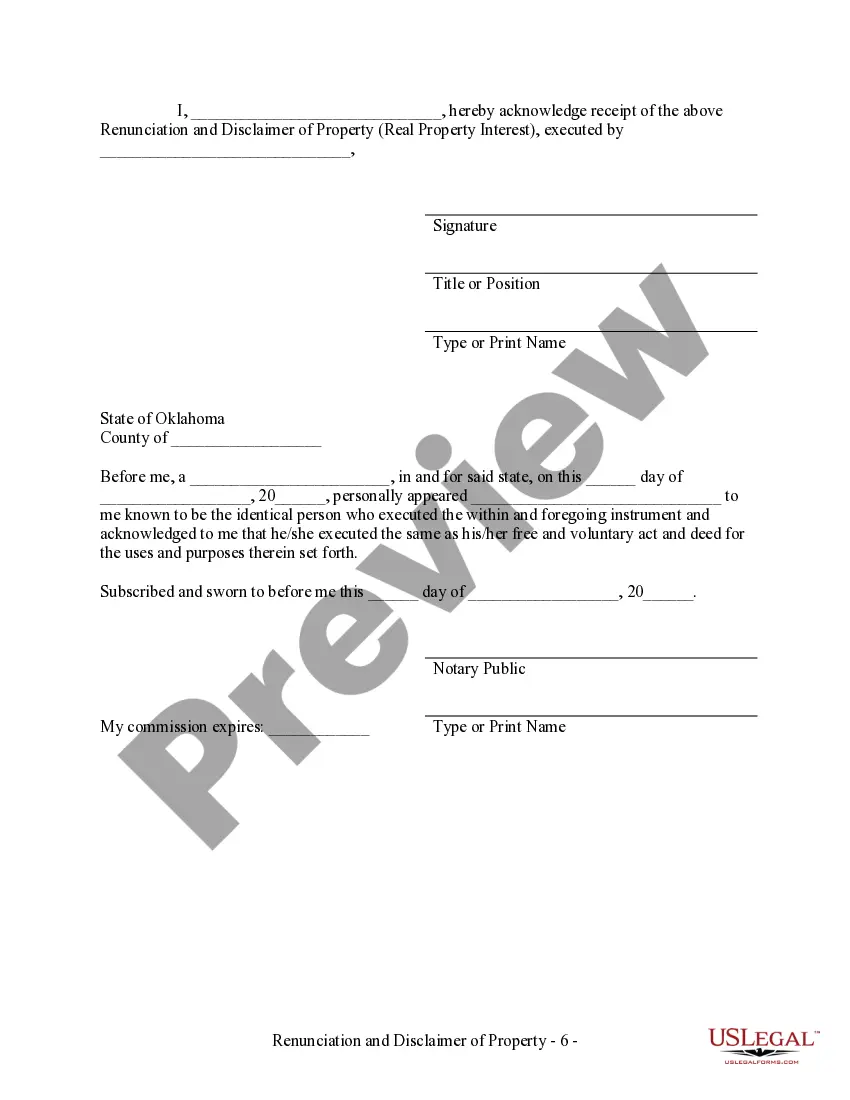 Preview Renunciation And Disclaimer of Real Property Interest
