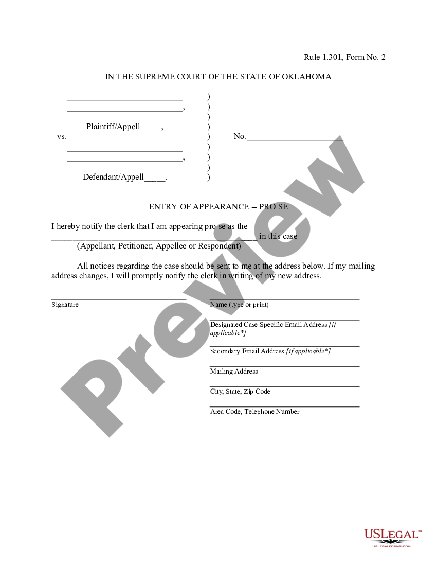 entry-of-appearance-and-waiver-form-oklahoma-us-legal-forms