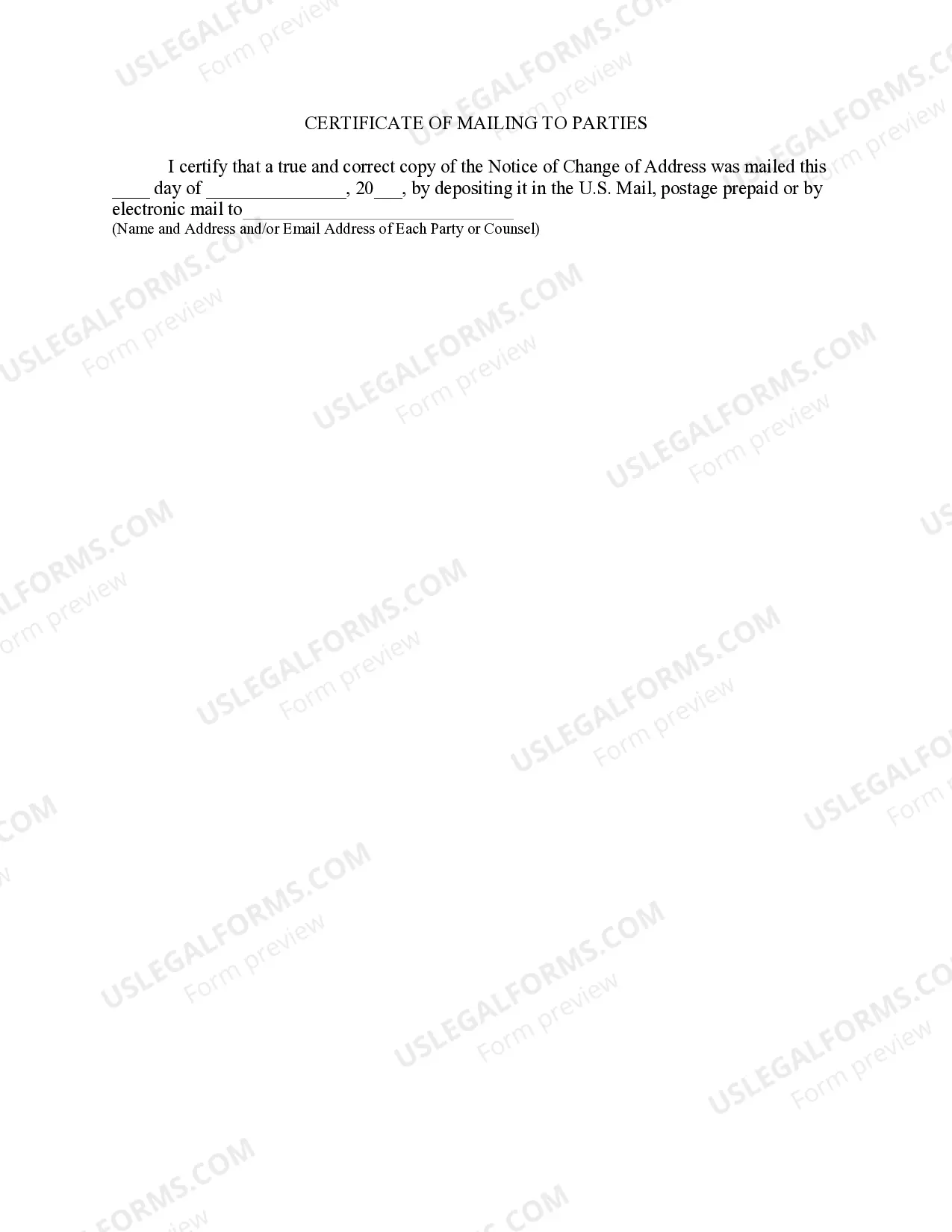 Preview Notice of Change of Address