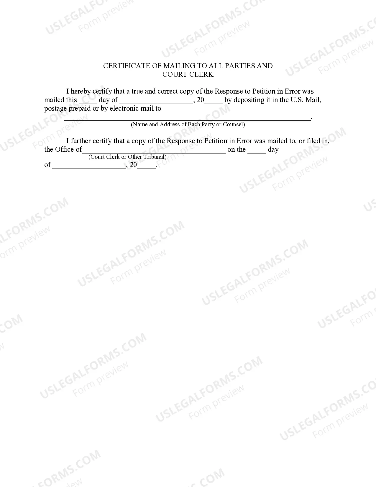Preview Response to Petition in Error
