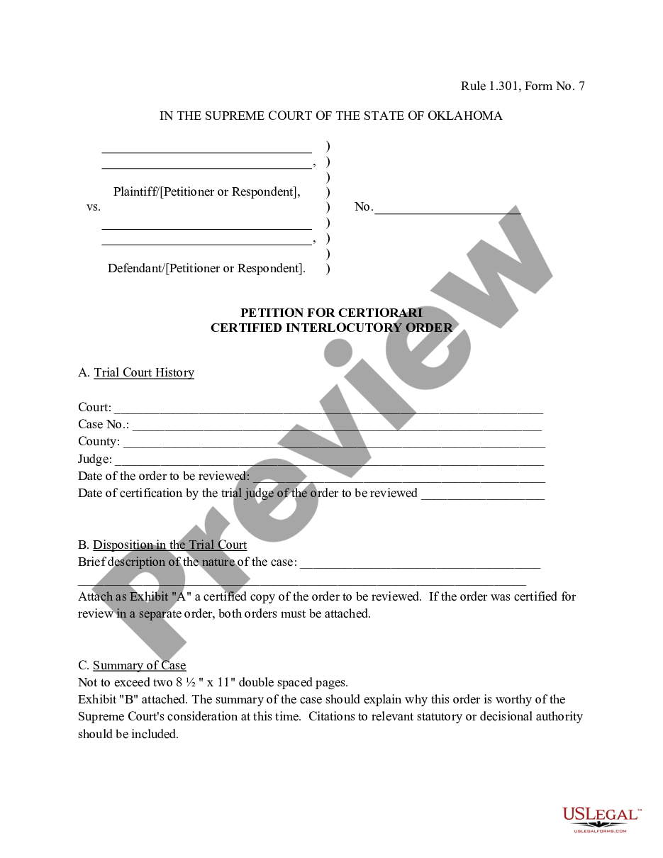 page 0 Petition for Certiorari to Review Certified Interlocutory Order preview