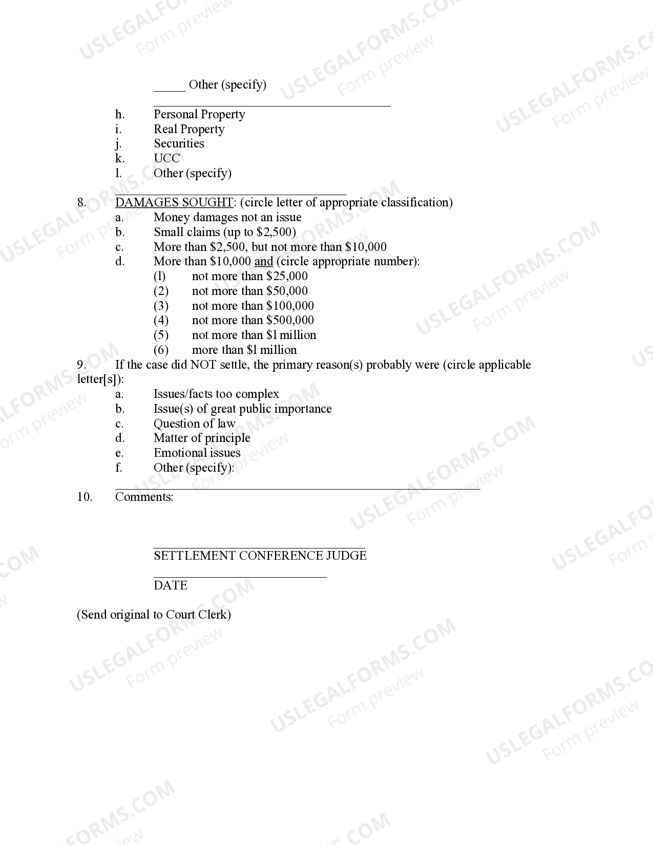 Preview Report of Settlement Conference