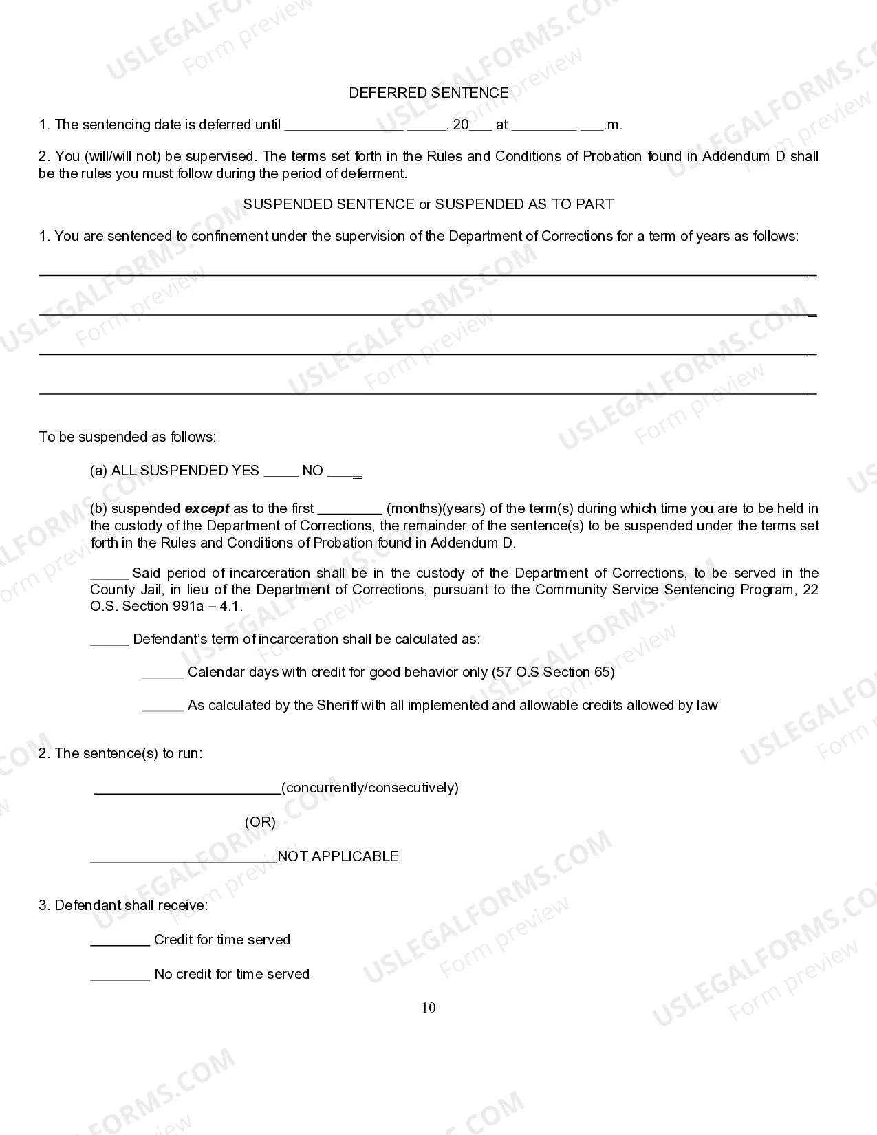 Preview Form 13.0 Mandatory Forms to be Utilized in Criminal Cases in the State of Oklahoma
