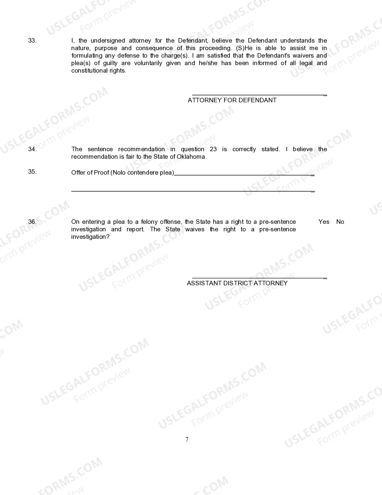 Preview Form 13.0 Mandatory Forms to be Utilized in Criminal Cases in the State of Oklahoma