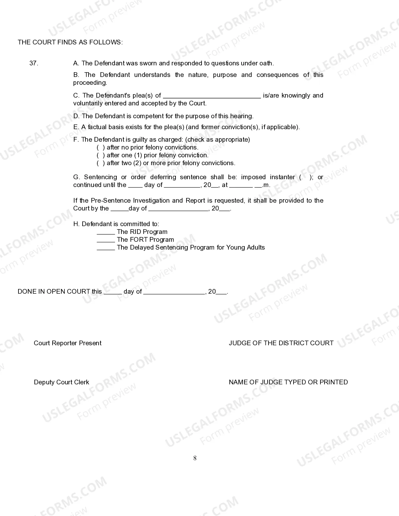Preview Form 13.0 Mandatory Forms to be Utilized in Criminal Cases in the State of Oklahoma