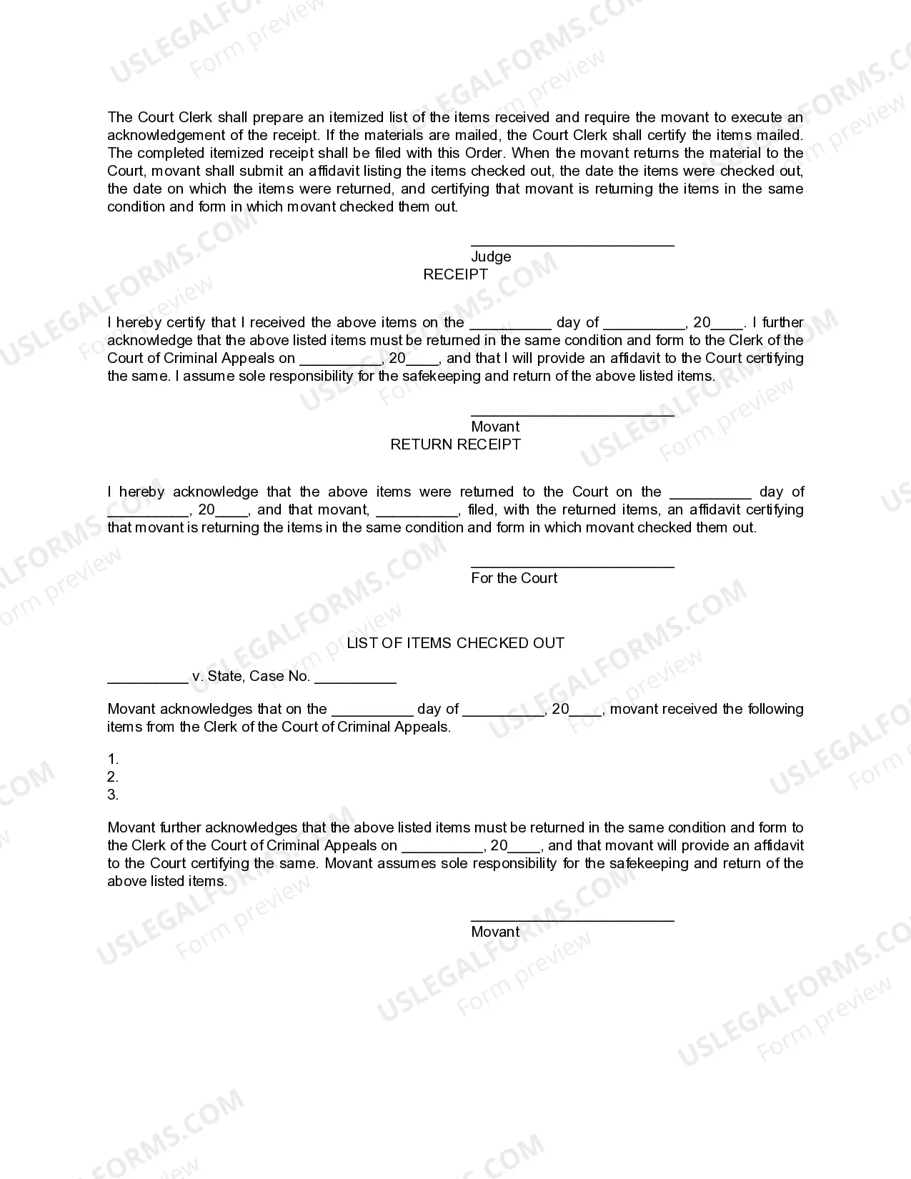 Preview Form 13.1 Motion to Check Out Material