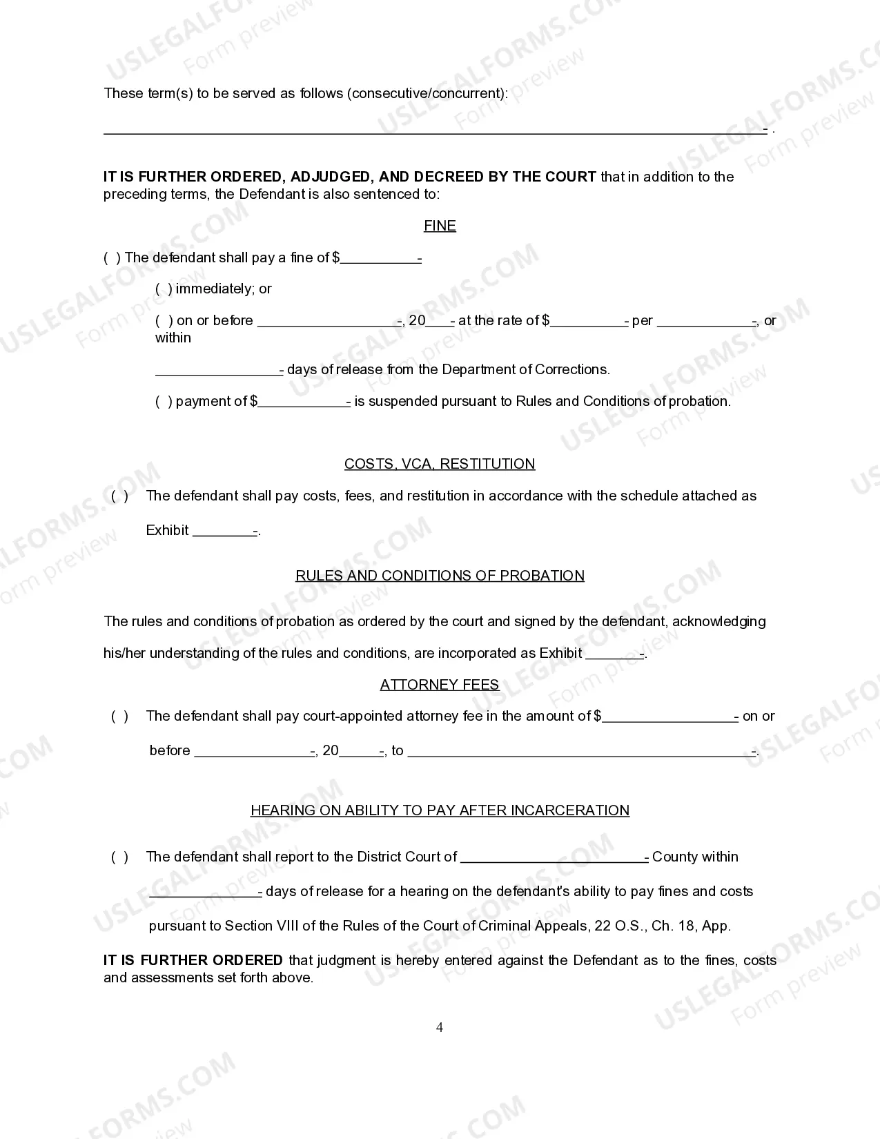 Preview Form 13.8 Uniform Judgment and Sentence
