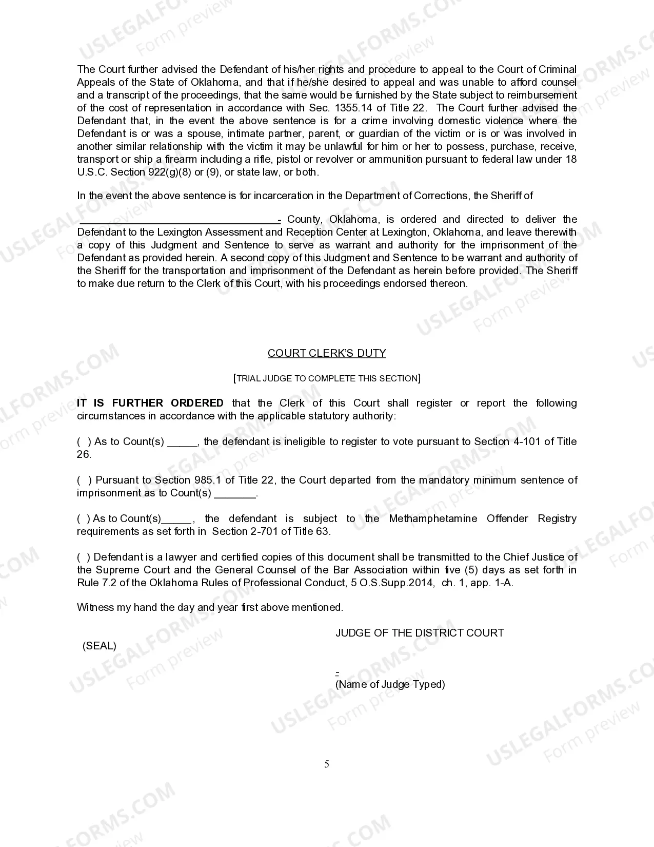 Preview Form 13.8 Uniform Judgment and Sentence