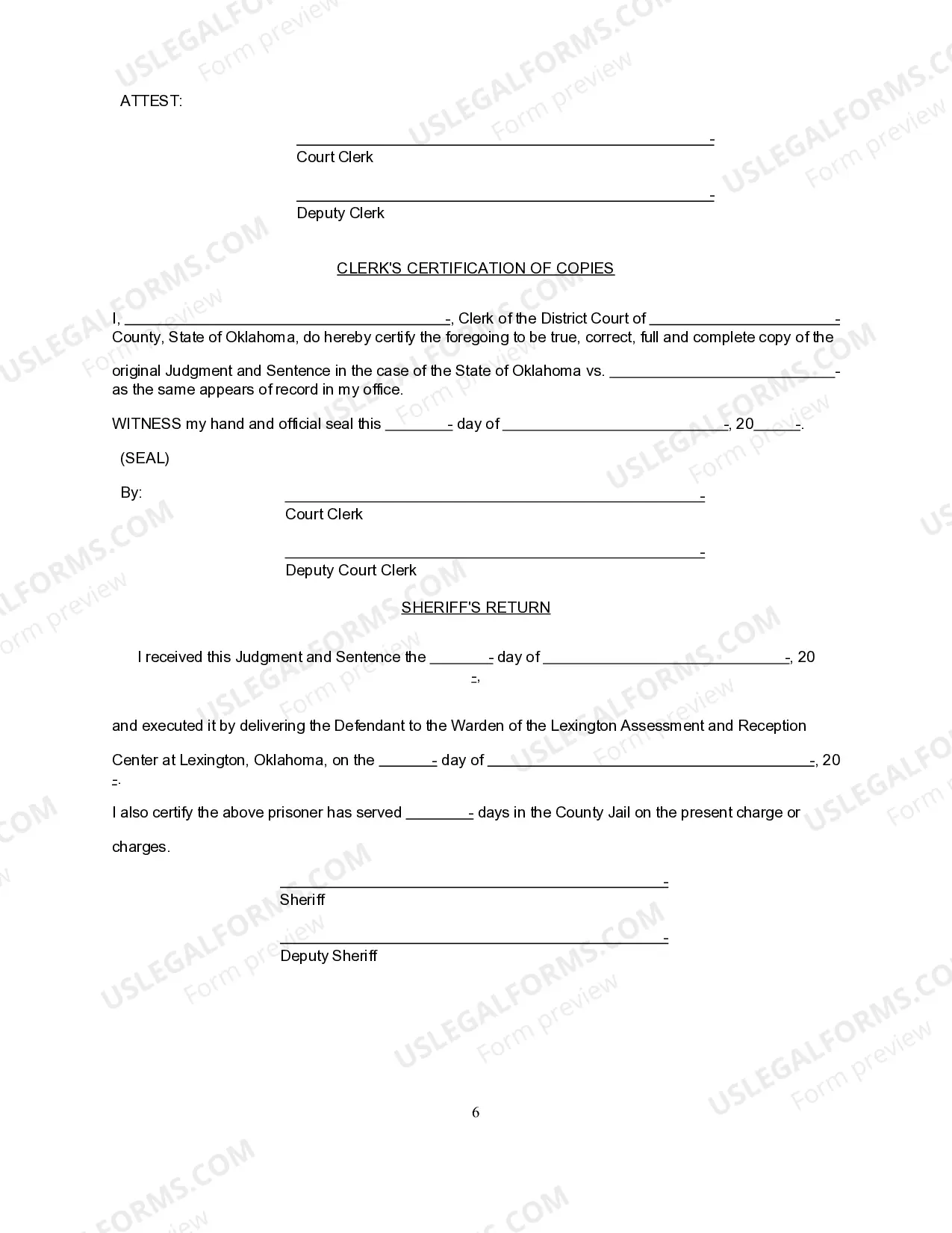 Preview Form 13.8 Uniform Judgment and Sentence