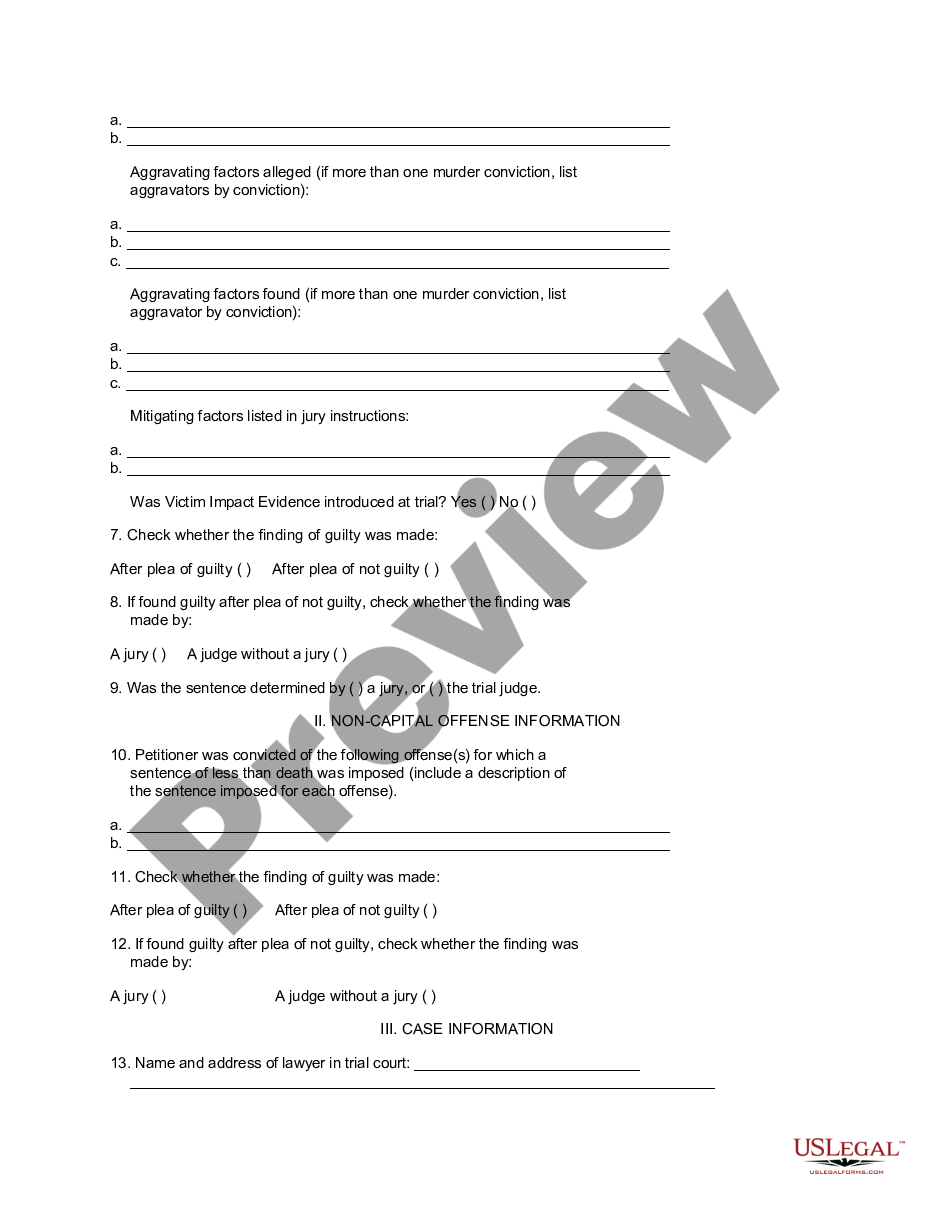 page 1 Form 13.11a Application for Post-Conviction Relief - Death Penalty preview