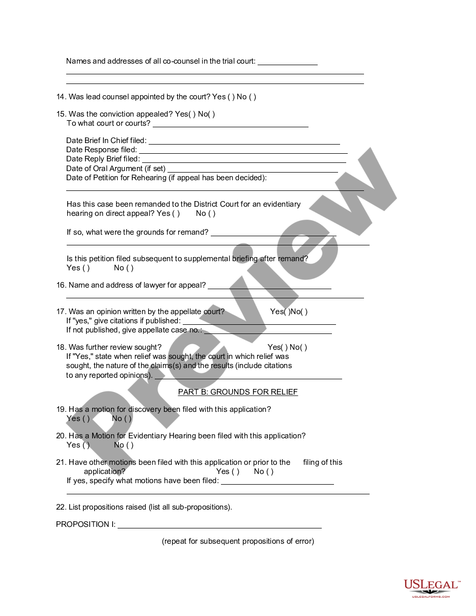 page 2 Form 13.11a Application for Post-Conviction Relief - Death Penalty preview