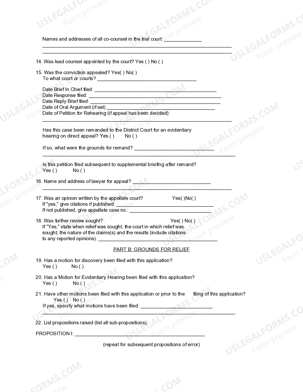 Preview Form 13.11a Application for Post-Conviction Relief - Death Penalty