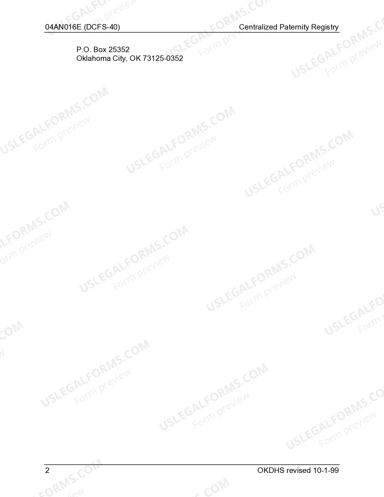 Preview Centralized Paternity Registry