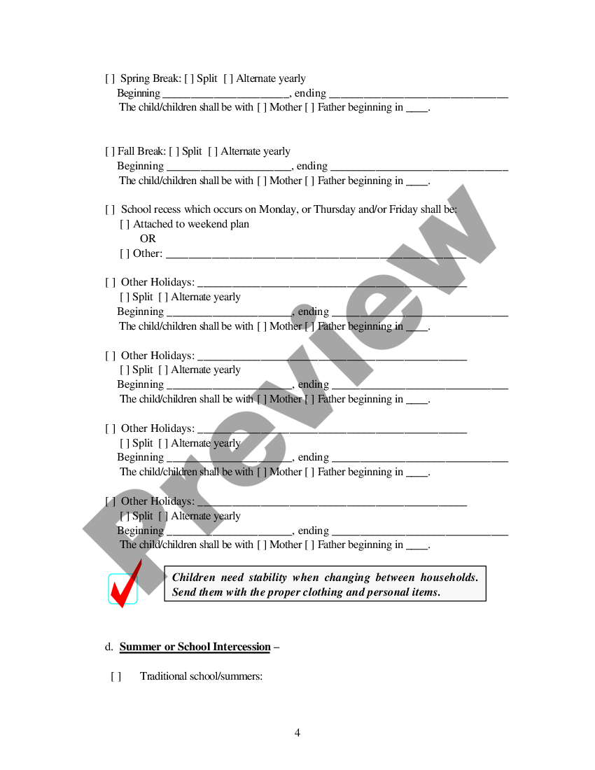 Oklahoma Parenting Plan Order Joint Custody Plan Oklahoma Template