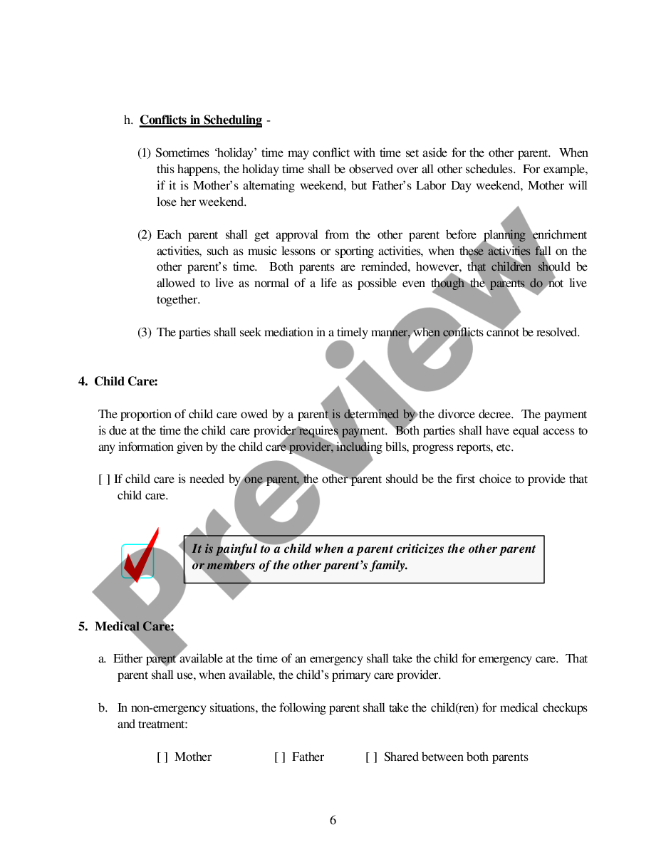 page 5 Parenting Plan Order preview