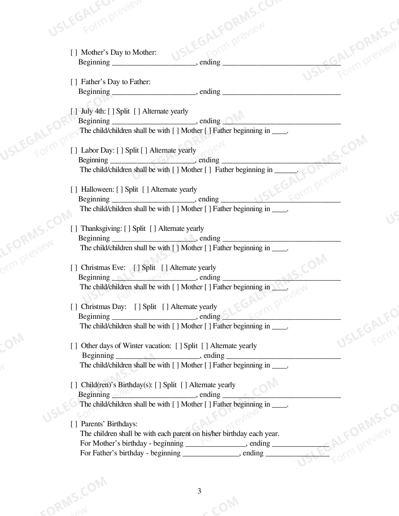 Preview Parenting Plan Order - Tulsa County Only
