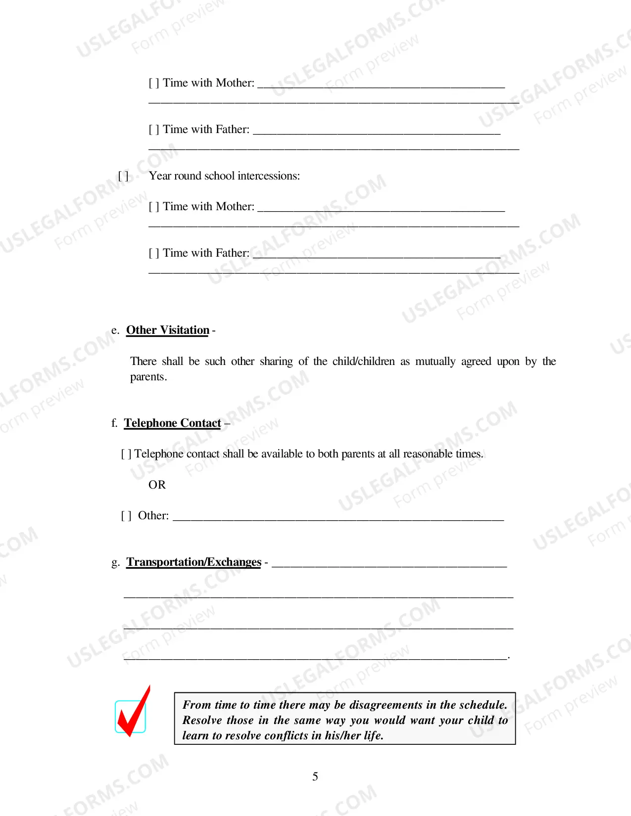 Preview Parenting Plan Order - Tulsa County Only