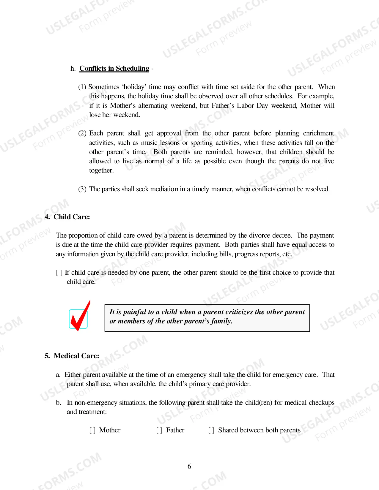 Preview Parenting Plan Order - Tulsa County Only