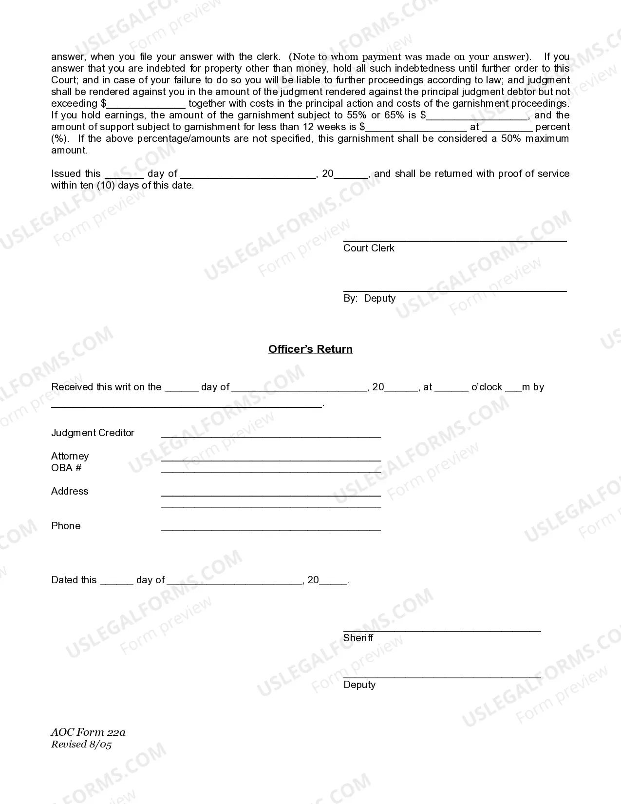 Preview Garnishment For Collection Of Child Support