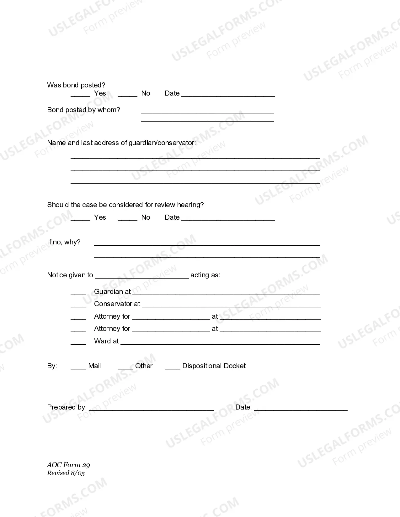 Preview Guardianship Review Form