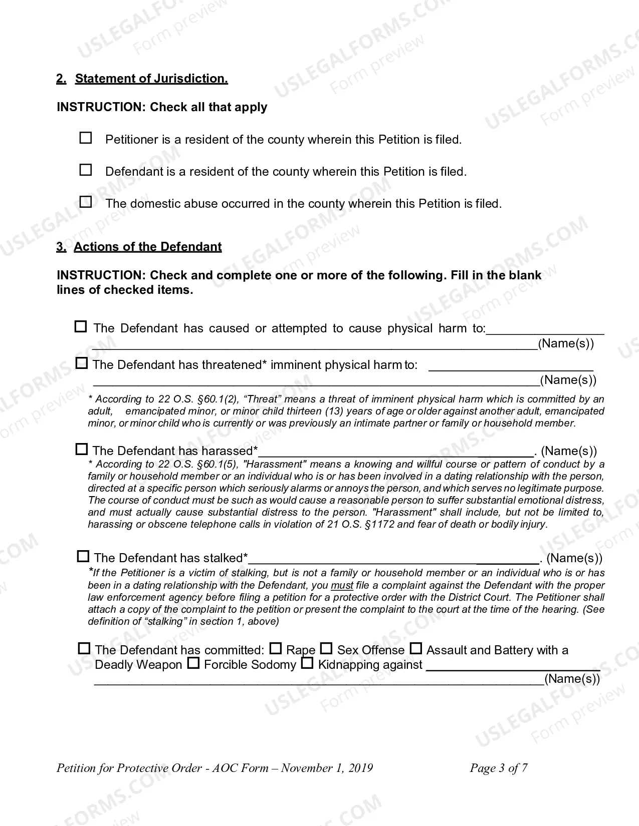 Preview Petition For Protective Order