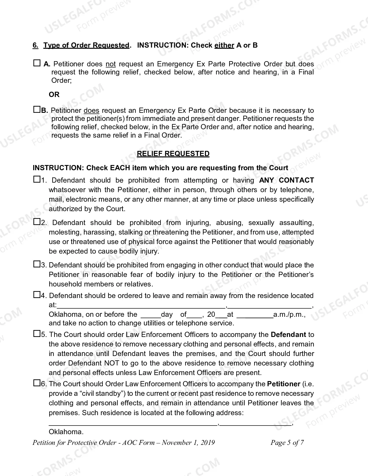 Preview Petition For Protective Order