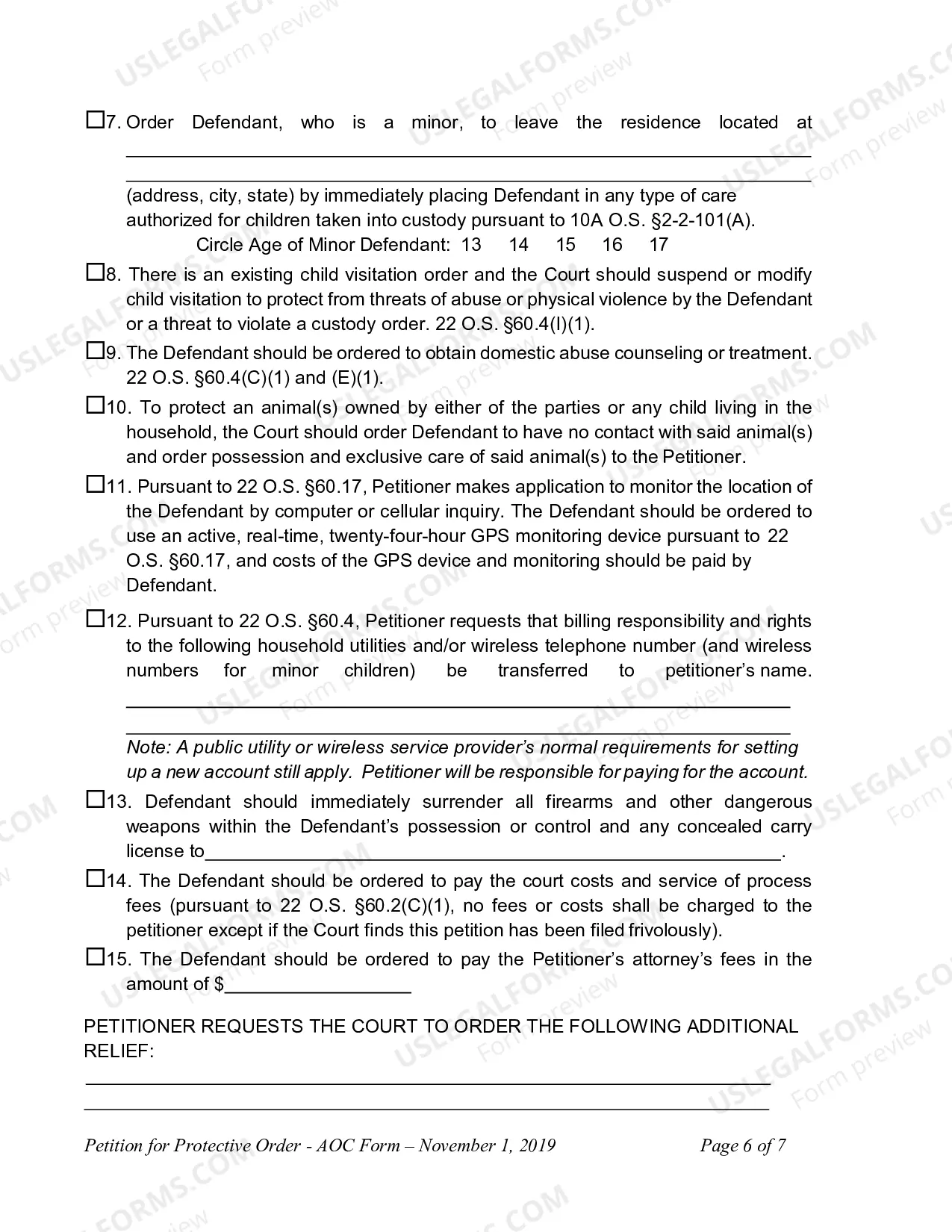 Preview Petition For Protective Order
