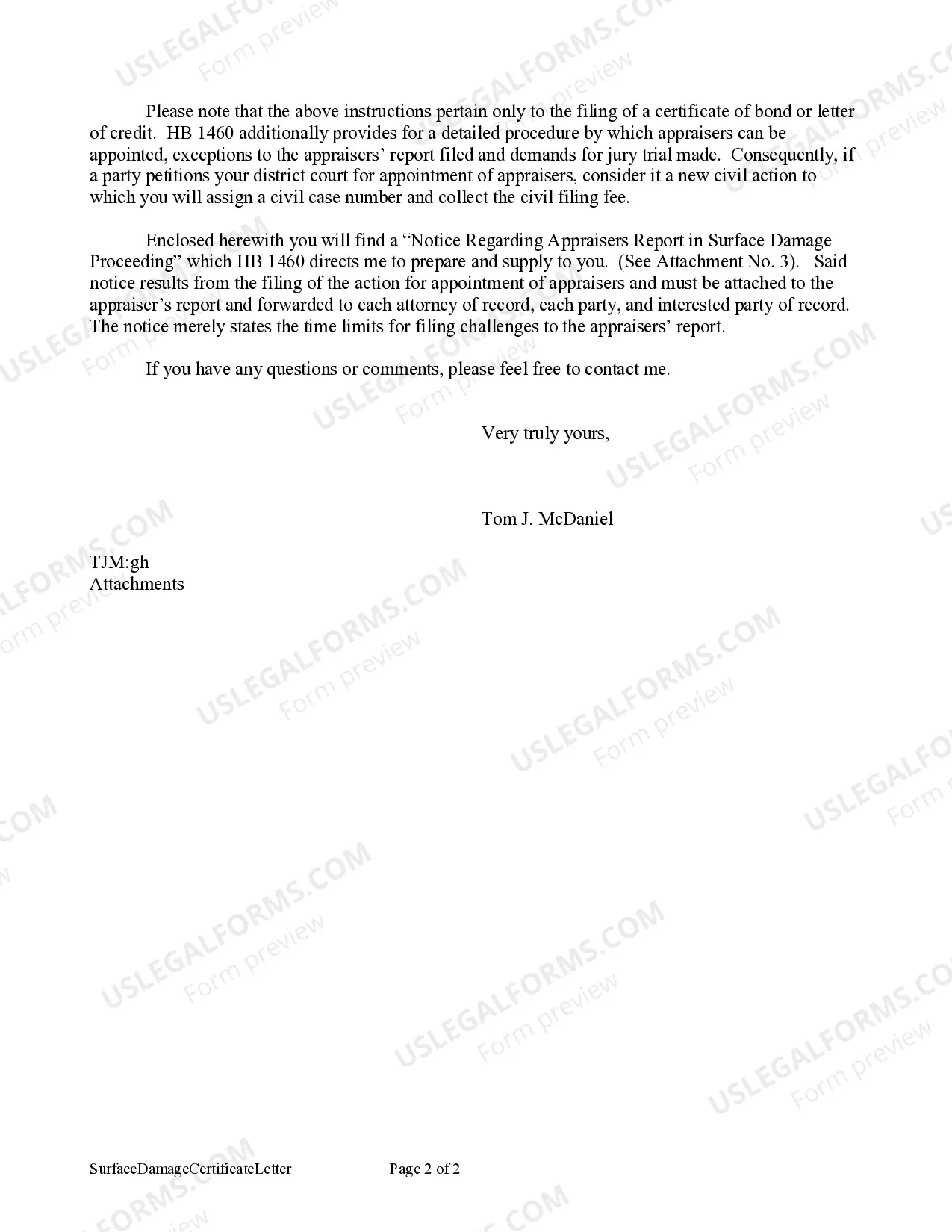 Preview Surface Damage Certificate