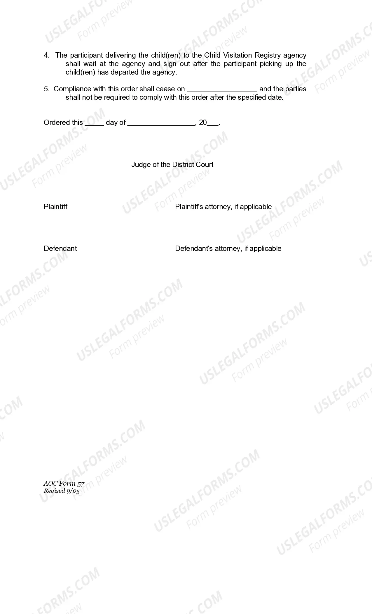 Preview Motion For Inclusion In Child Visitation Registry - Child Visitation Registry Order
