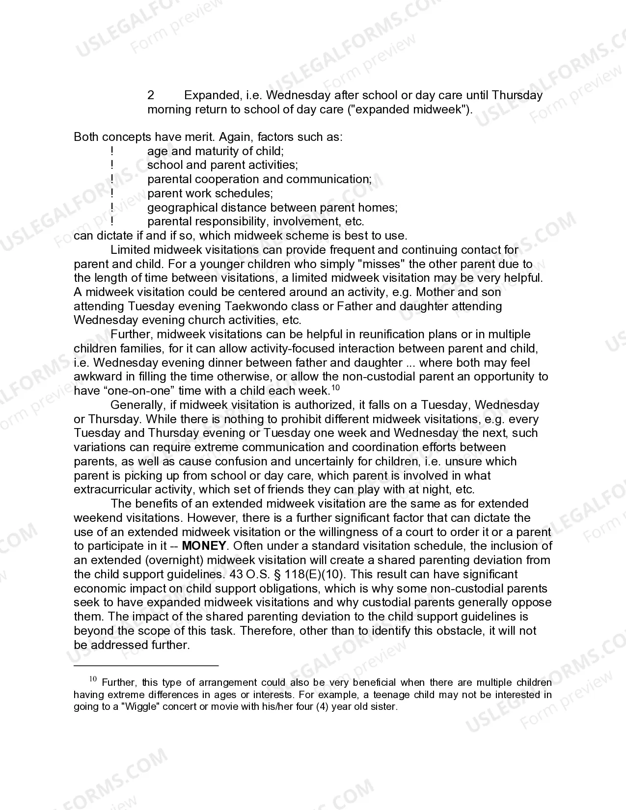 Preview Advisory Guidelines - Standard Visitation Schedule