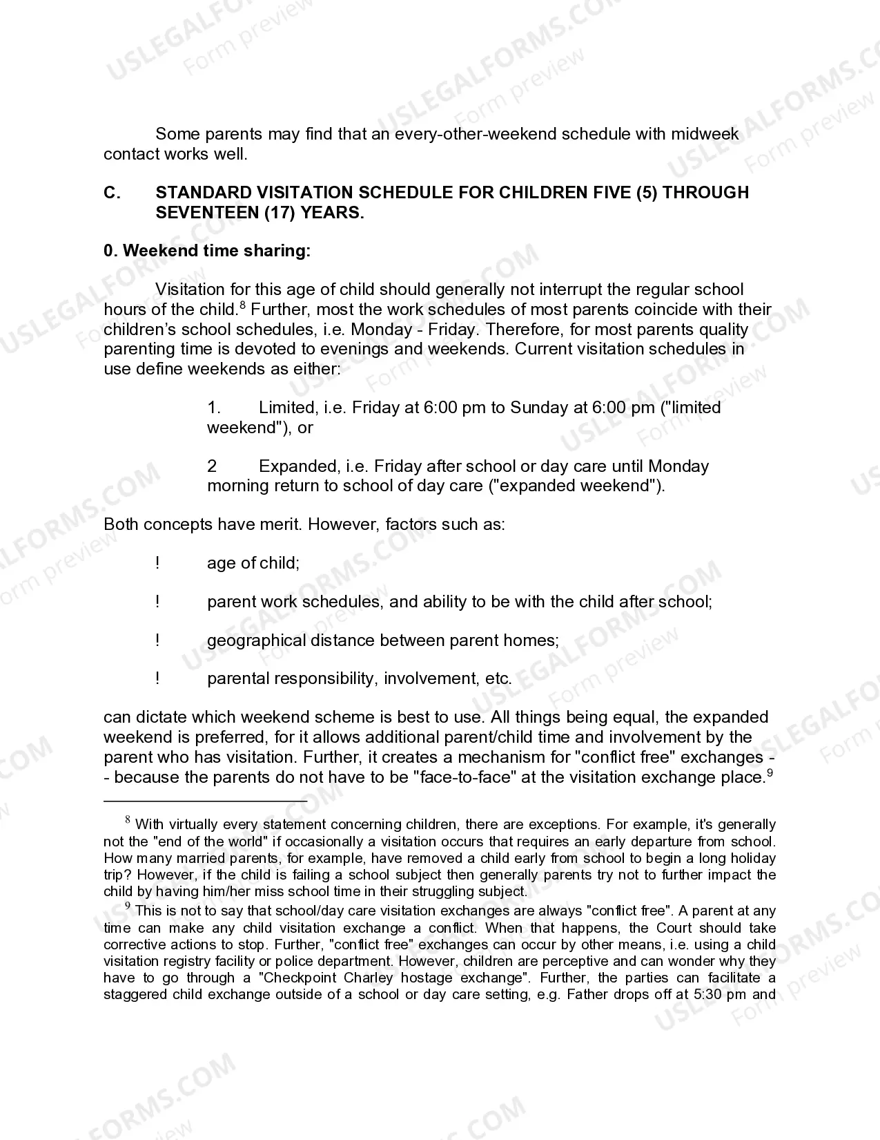 Preview Advisory Guidelines - Standard Visitation Schedule