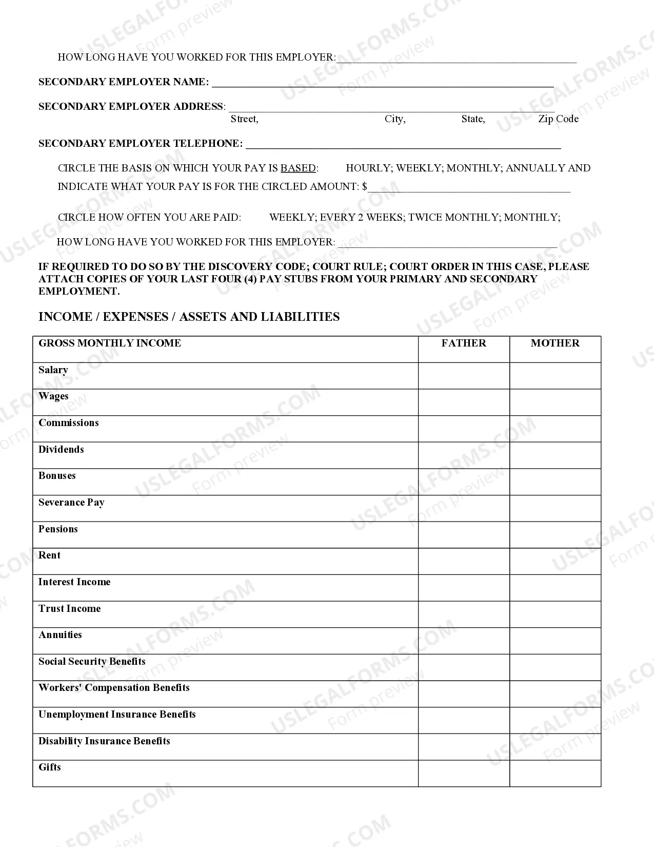 Preview Financial Affidavit - Post Decree