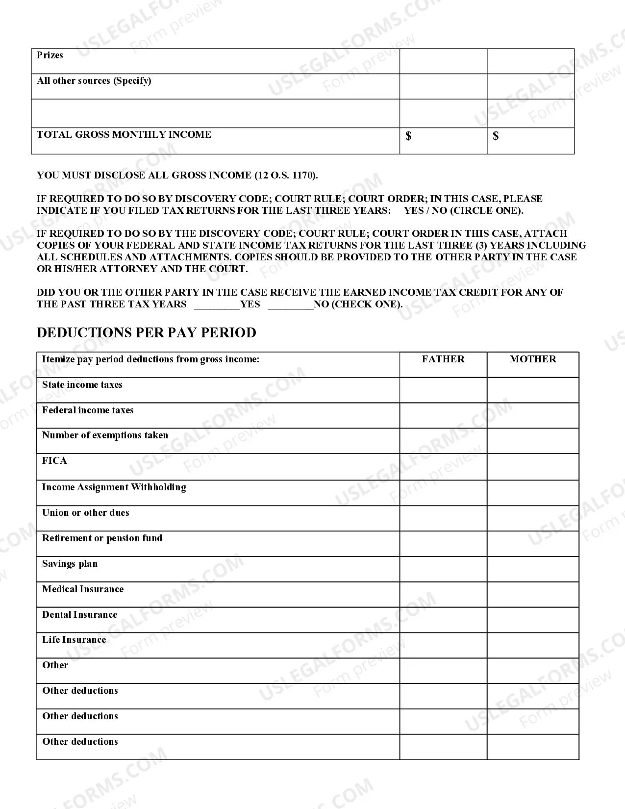Preview Financial Affidavit - Post Decree