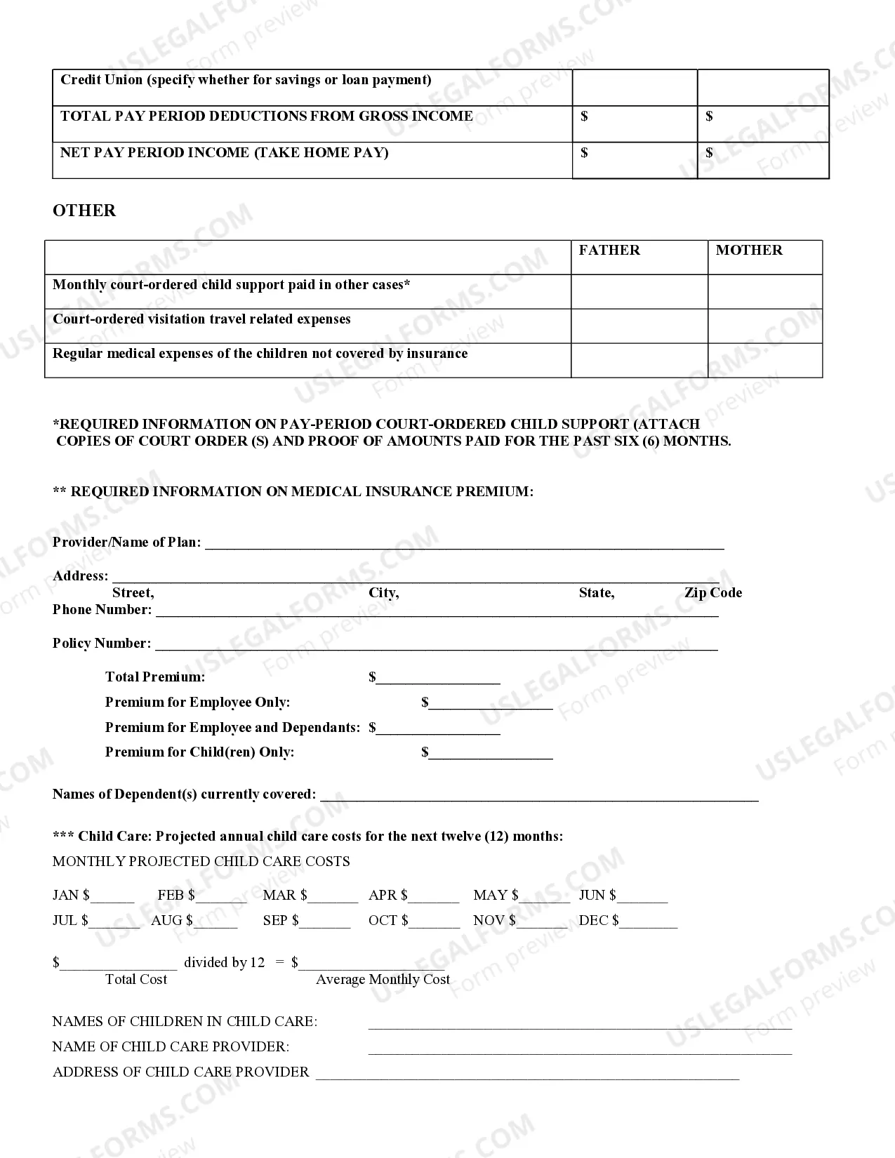 Preview Financial Affidavit - Post Decree