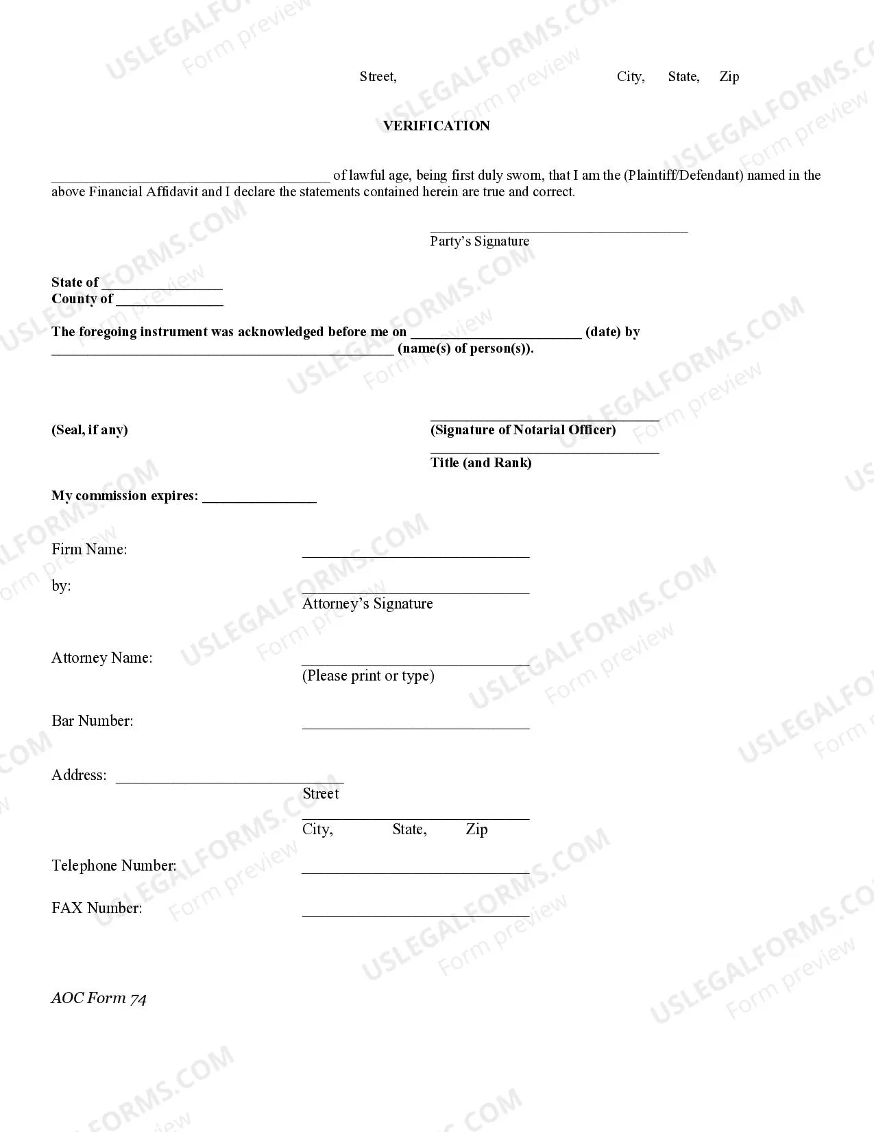 Preview Financial Affidavit - Post Decree