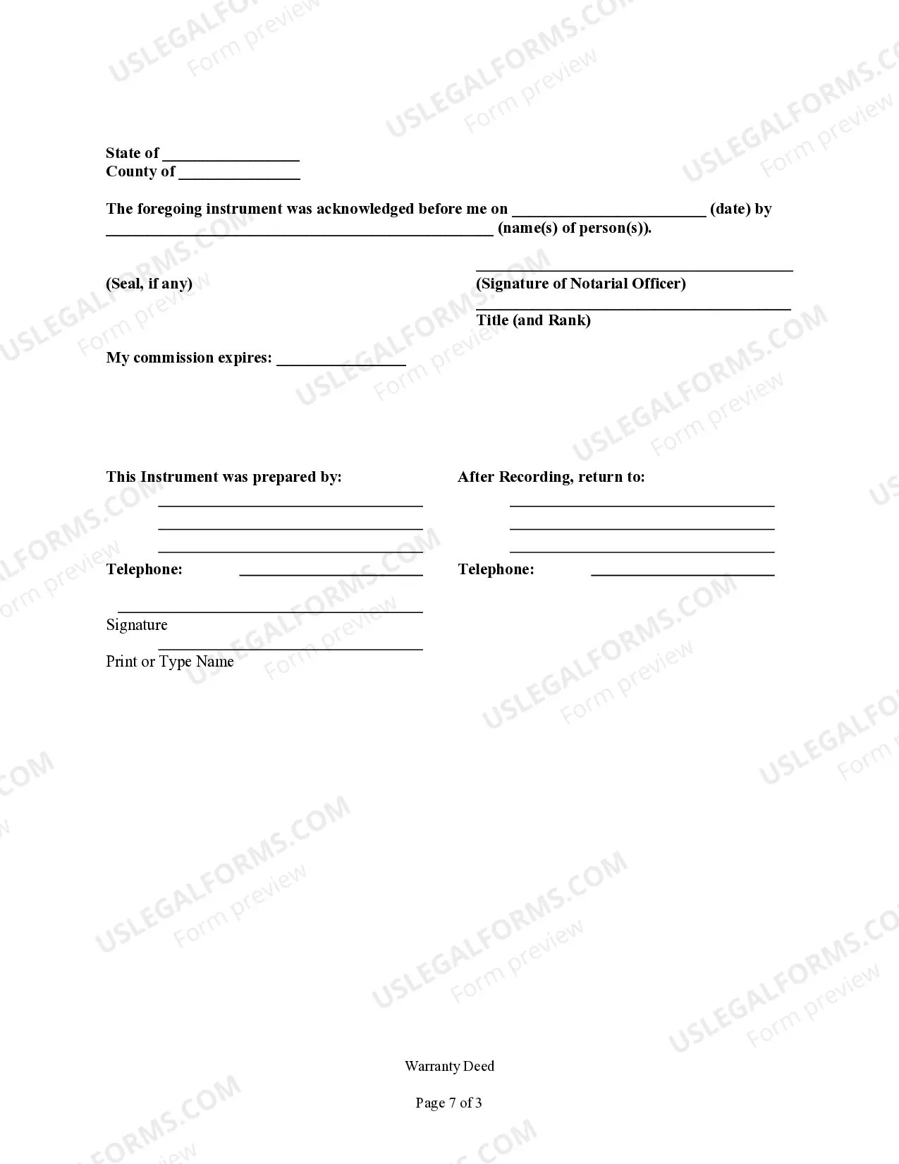 Preview Warranty Deed from Individual to Corporation